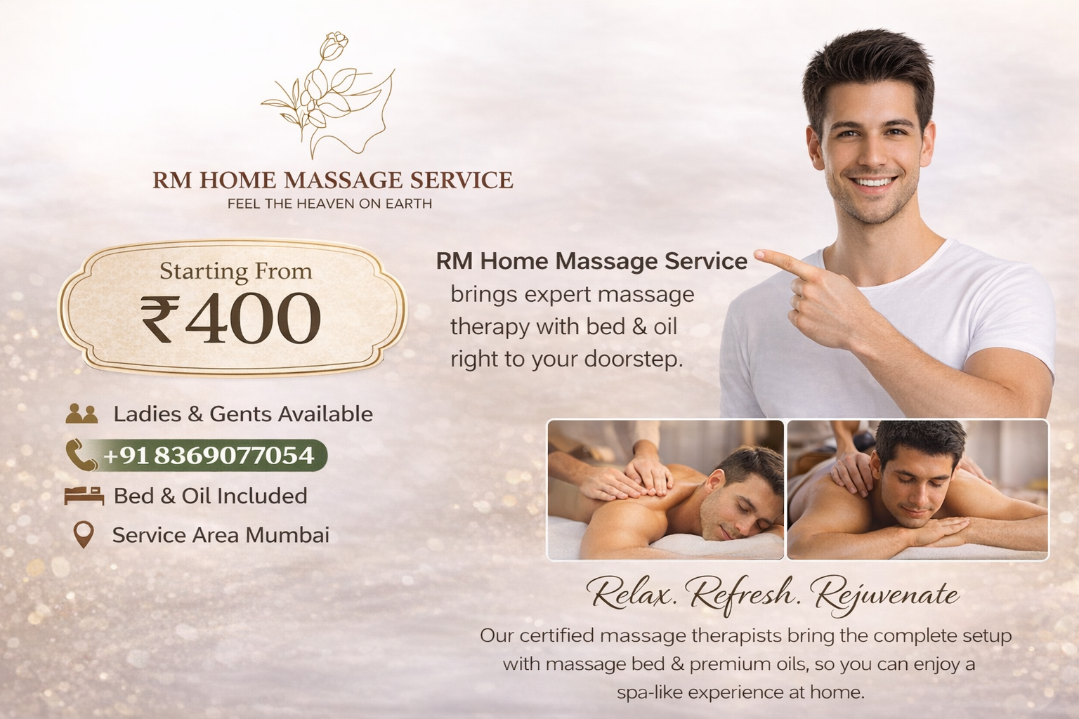 RM Home Massage Service promotion